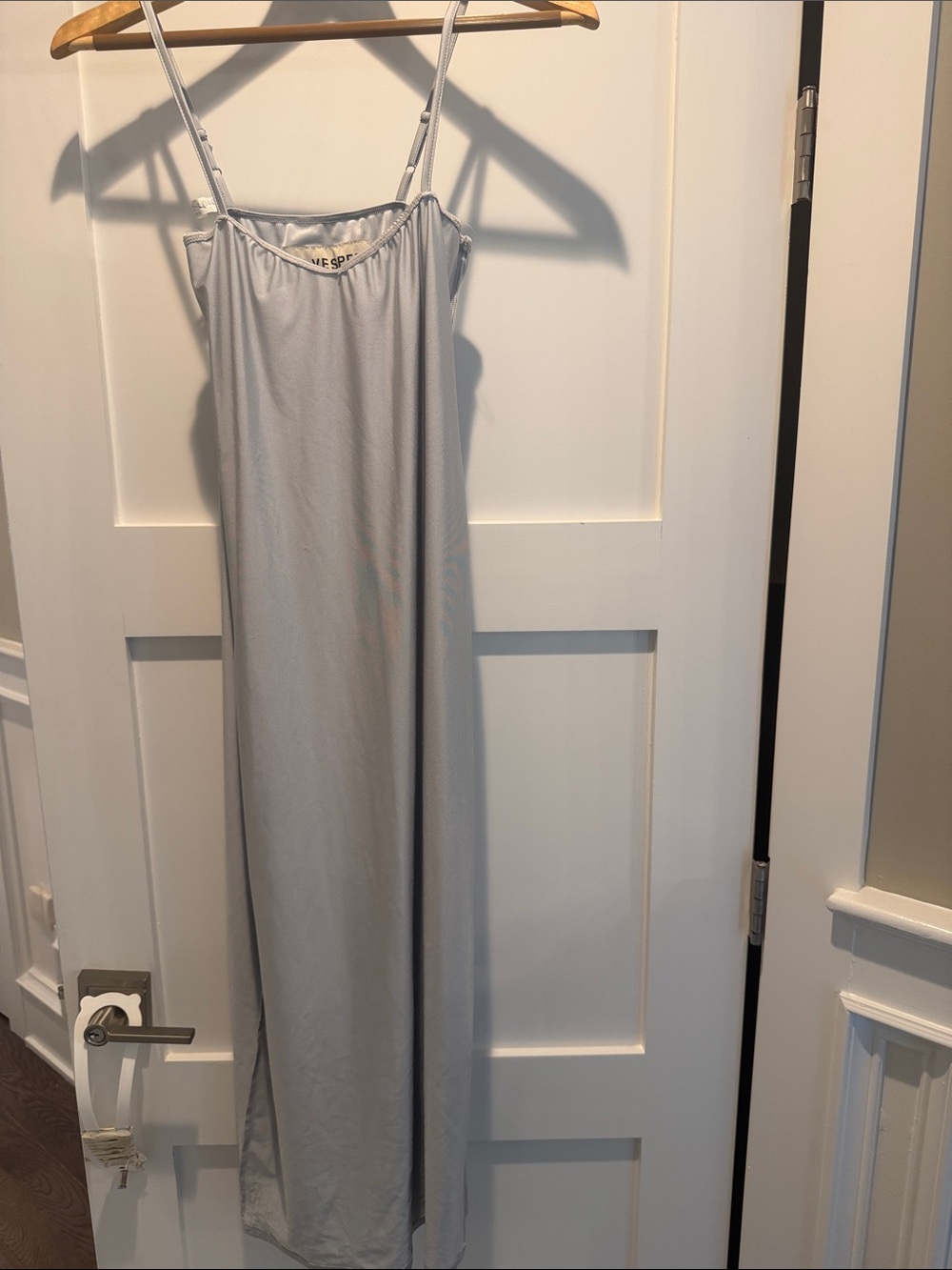 Light Gray Maxi Slip Dress with Adjustable Straps